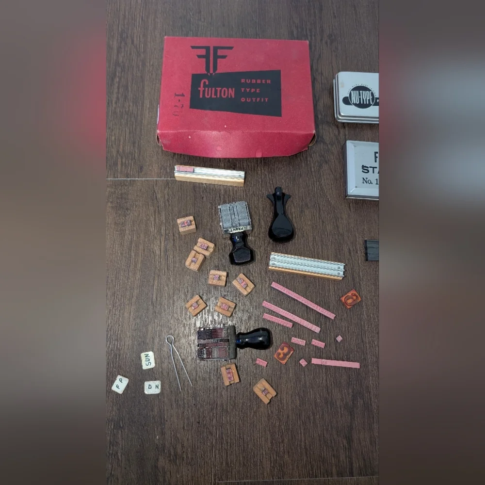 Fulton Rubber Type OUTFIT Stamp Kit & Accessories Vintage